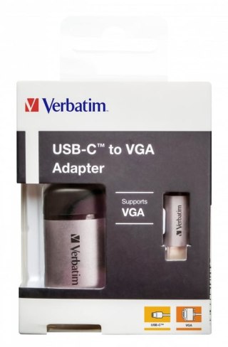 Verbatim 49145 adapter kablowy 0,01 m USB Type-C VGA (D-Sub) Czarny, Srebrny Verbatim