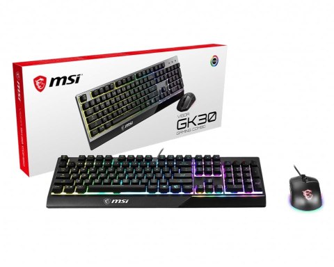 MSI VIGORGK30COMBOUS klawiatura Dołączona myszka USB QWERTY UK międzynarodowy Czarny MSI