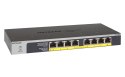 NETGEAR GS108LP Nie zarządzany Gigabit Ethernet (10/100/1000) Obsługa PoE 1U Czarny, Szary NETGEAR