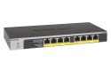 NETGEAR GS108LP Nie zarządzany Gigabit Ethernet (10/100/1000) Obsługa PoE 1U Czarny, Szary NETGEAR