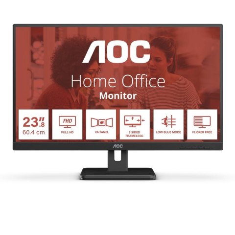 AOC 24E3UM monitor komputerowy 61 cm (24") 1920 x 1080 px Full HD Czarny AOC