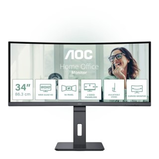 AOC CU34P3CV monitor komputerowy 86,4 cm (34") 3440 x 1440 px UltraWide Quad HD LED Czarny AOC