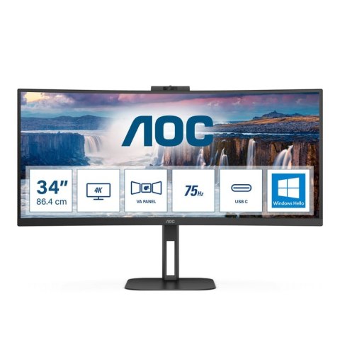 AOC V5 CU34V5CW LED display 86,4 cm (34") 3440 x 1440 px Wide Quad HD Czarny AOC