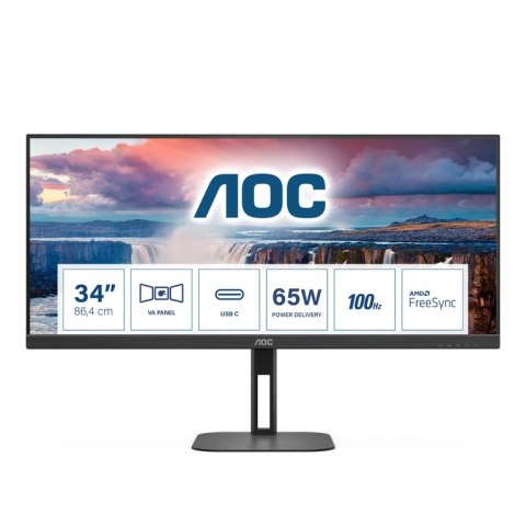 AOC V5 U34V5C/BK monitor komputerowy 86,4 cm (34") 3440 x 1440 px UltraWide Quad HD LCD Czarny AOC