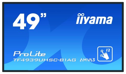 Iiyama ProLite TF4939UHSC-B1AG monitor komputerowy 124,5 cm (49") 3840 x 2160 px 4K Ultra HD LED Ekran dotykowy Przeznaczony dla Iiyama