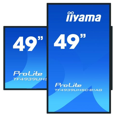 Iiyama ProLite TF4939UHSC-B1AG monitor komputerowy 124,5 cm (49") 3840 x 2160 px 4K Ultra HD LED Ekran dotykowy Przeznaczony dla Iiyama