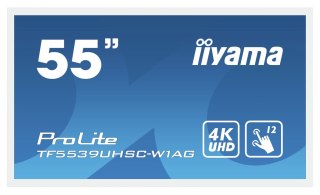 Iiyama ProLite TF5539UHSC-W1AG monitor komputerowy 139,7 cm (55") 3840 x 2160 px 4K Ultra HD LED Ekran dotykowy Przeznaczony dla Iiyama