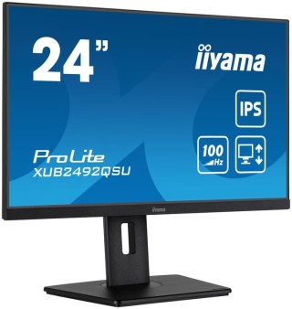 Iiyama ProLite XUB2492QSU-B1 monitor komputerowy 60,5 cm (23.8") 2560 x 1440 px Wide Quad HD LED Czarny Iiyama