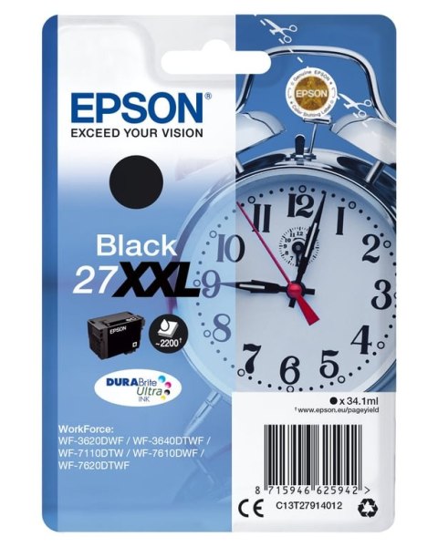 Epson Alarm clock Singlepack Black 27XXL DURABrite Ultra Ink Epson