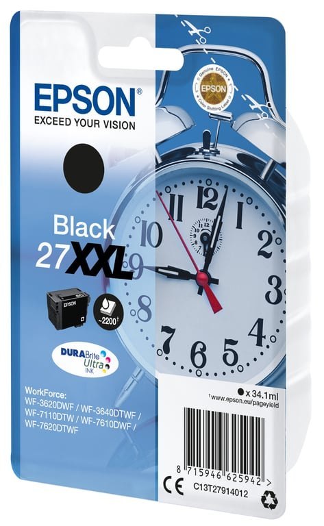 Epson Alarm clock Singlepack Black 27XXL DURABrite Ultra Ink Epson