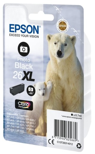 Epson Polar bear Singlepack Photo Black 26XL Claria Premium Ink Epson