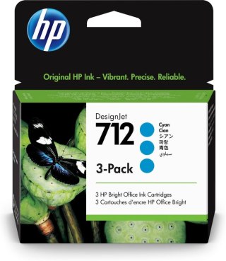 HP Zestaw 3 błękitnych wkładów atramentowych 712 DesignJet 29 ml HP