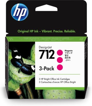 HP Zestaw 3 purpurowych wkładów atramentowych 712 DesignJet 29 ml HP