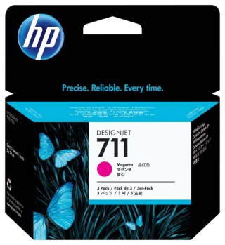 HP Zestaw 3 sztuk purpurowych wkładów atramentowych 711 DesignJet 29 ml HP