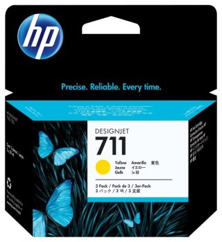 HP Zestaw 3 sztuk żółtych wkładów atramentowych 711 DesignJet 29 ml HP