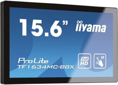 Iiyama ProLite TF1634MC-B8X monitor komputerowy 39,6 cm (15.6") 1920 x 1080 px Full HD LED Ekran dotykowy Przeznaczony dla wielu Iiyama