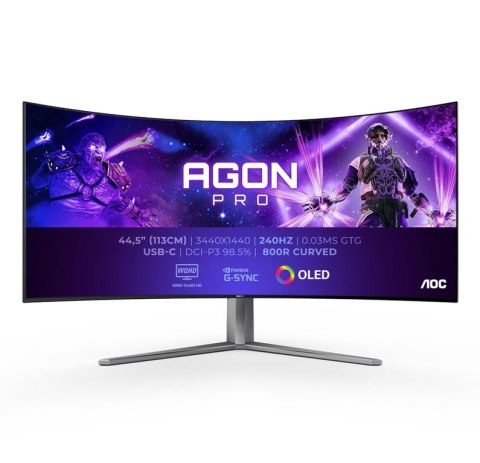 AOC AGON PRO AG456UCZD LED display 114,3 cm (45") 3440 x 1440 px Wide Quad HD OLED Czarny AOC