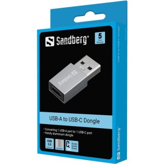 Sandberg 136-46 zmieniacz płci / kabli USB-A USB-C Aluminium Sandberg