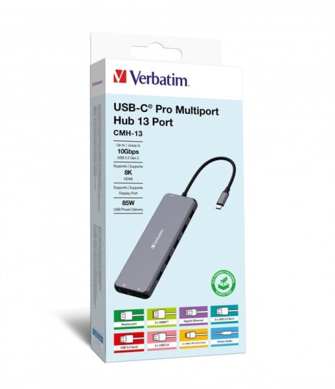 Verbatim CMH-13 USB Type-C 10000 Mbit/s Srebrny Verbatim