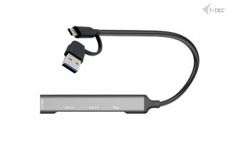 I-tec CAHUBMETALMINI4 huby i koncentratory USB 3.2 Gen 1 (3.1 Gen 1) Type-A + Type-C 5000 Mbit/s Srebrny I-tec