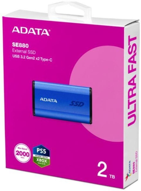 Adata Dysk zewnętrzny SSD SE880 2TB USB3.2A/C Gen2x2 Niebieski ADATA