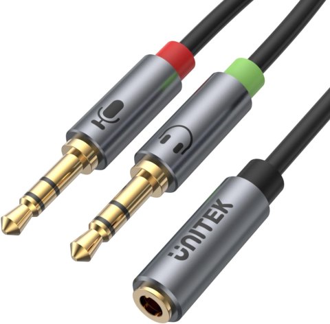 Adapter Unitek Y-C957ABK miniJack 3,5mm (F) - 2x 3,5mm (M) UNITEK