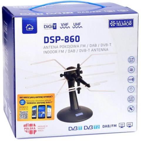 Antena pokojowa Telmor DSP-860 DVB-T2 aktywna TELMOR