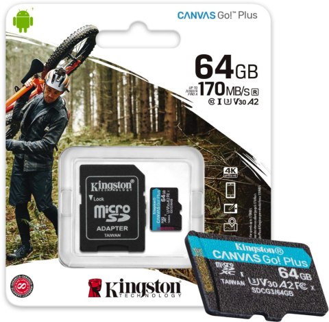 Karta pamięci microSD Kingston Canvas Go Plus microSDXC C10 UHS-I 64GB KINGSTON