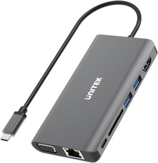 Adapter Unitek D1019A HUB 8w1 USB3.1 Typ-C z Power Delivery 100W UNITEK