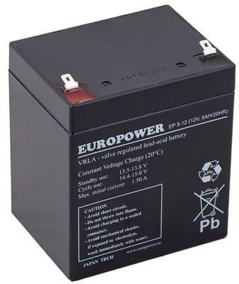 Akumulator AGM EUROPOWER serii EP 12V 5Ah T1 (Żywotność 6-9 lat) EUROPOWER