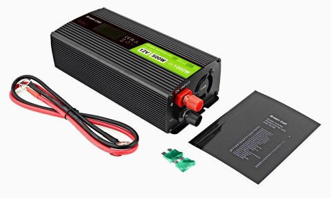 PRZETWORNICA NAPIĘCIA Green Cell PowerInverter LCD 12V / 230V 500W/1000W CZYSTA SINUSOIDA GREEN CELL