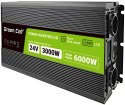 PRZETWORNICA NAPIĘCIA Green Cell PowerInverter LCD 24V -> 230V 3000/6000W CZYSTA SINUSOIDA GREEN CELL