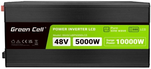 PRZETWORNICA NAPIĘCIA Green Cell PowerInverter LCD 48V -> 230V 5000/10000W CZYSTA SINUSOIDA GREEN CELL