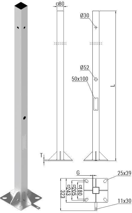 Słup ATS SKAM1/3 pod montaż kamer CCTV ATS FORMS