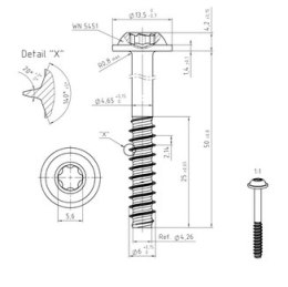 Wkręt do tworzywa TORX 6x50 A2 CORAB M960 CORAB KONSTRUKCJE