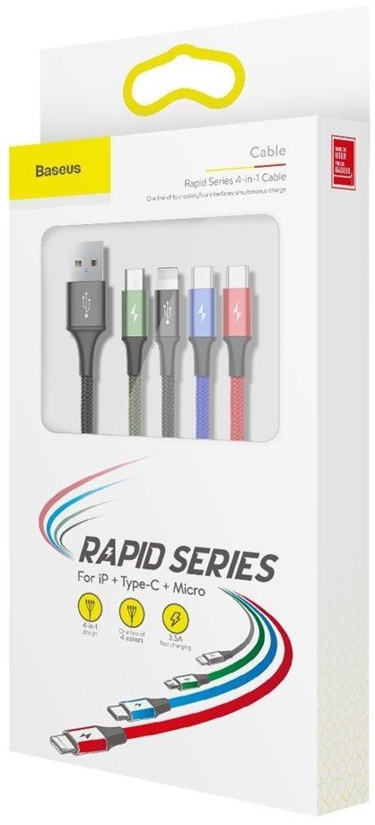 KABEL 4w1 USB-A / Lighting iPhone 2x USB-C micro-USB Baseus Cafule CA1T4-B01 1.2m 3.5A W OPLOCIE BASEUS