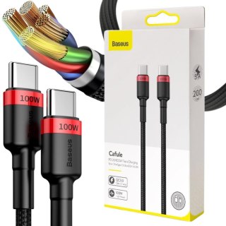 KABEL USB-C / USB-C Baseus Cafule CATKLF-AL91 200cm 100W 5A PD 2.0 QC 3.0 CZARNY W OPLOCIE BASEUS