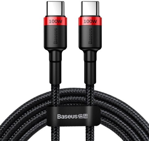 KABEL USB-C / USB-C Baseus Cafule CATKLF-AL91 200cm 100W 5A PD 2.0 QC 3.0 CZARNY W OPLOCIE BASEUS