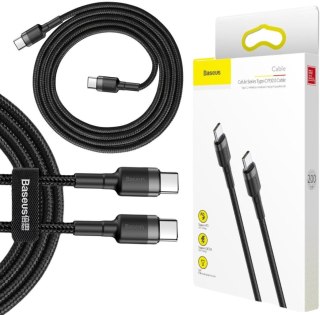 KABEL USB-C / USB-C Baseus Cafule CATKLF-HG1 200cm 60W 3A PD 2.0 QC 3.0 CZARNO-SZARY W OPLOCIE BASEUS