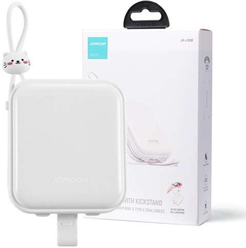 Powerbank Joyroom Cutie Series JR-L008 10000mAh 22.5W PD QC z kablami 1x USB-A 1x USB-C biały JOYROOM