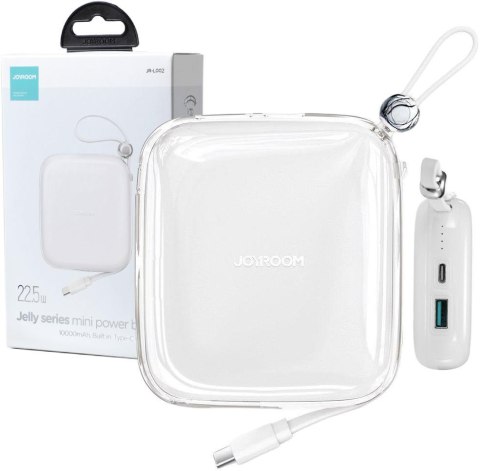 Powerbank Joyroom Jelly Series JR-L002 10000mAh 22.5W PD QC z kablem 1x USB-A 1x USB-C biały JOYROOM