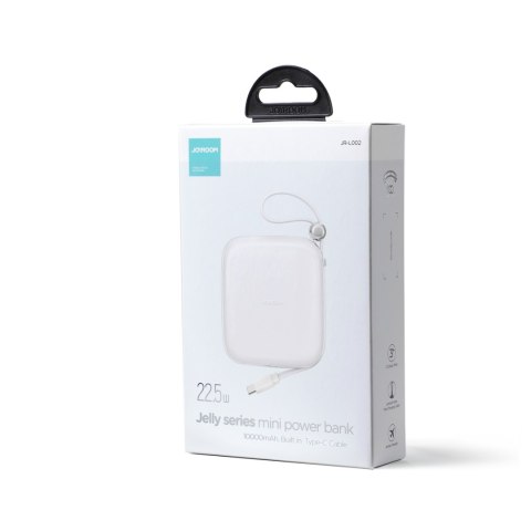 Powerbank Joyroom Jelly Series JR-L002 10000mAh 22.5W PD QC z kablem 1x USB-A 1x USB-C biały JOYROOM