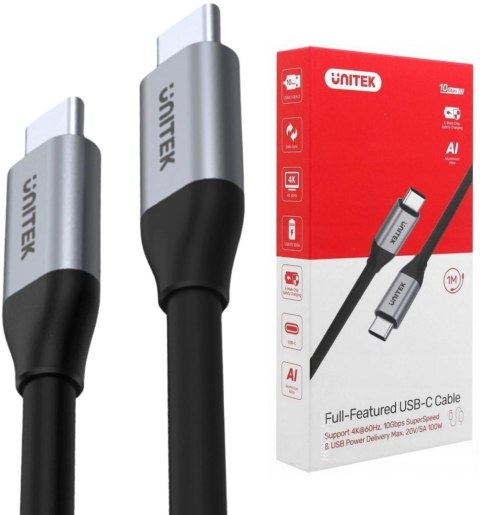 Kabel USB Unitek USB-C na USB-C 10Gbps 4K 60Hz 20V/5A | Przewód USB, UNITEK