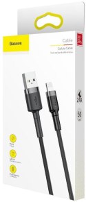 KABEL USB-A -> Lightning / iPhone Baseus Cafule CALKLF-AG1 50cm Apple 2.4A CZARNO-SZARY W OPLOCIE BASEUS