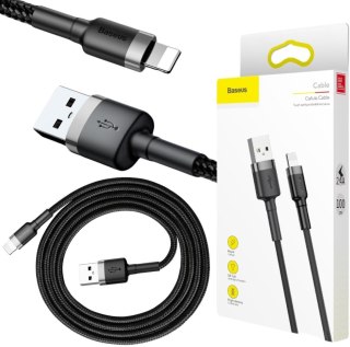 KABEL USB-A -> Lightning / iPhone Baseus Cafule CALKLF-BG1 100cm Apple 2.4A CZARNO-SZARY W OPLOCIE BASEUS