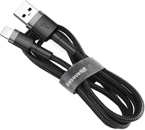 KABEL USB-A -> Lightning / iPhone Baseus Cafule CALKLF-BG1 100cm Apple 2.4A CZARNO-SZARY W OPLOCIE BASEUS