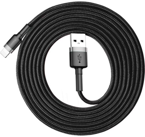 KABEL USB-A / Lightning iPhone Baseus Cafule CALKLF-CG1 200cm Apple 1.5A CZARNO-SZARY W OPLOCIE BASEUS