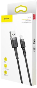 KABEL USB-A -> Lightning / iPhone Baseus Cafule CALKLF-CG1 200cm Apple 1.5A CZARNO-SZARY W OPLOCIE BASEUS