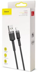 KABEL USB-A -> Lightning / iPhone Baseus Cafule CALKLF-RG1 300cm Apple 2A CZARNO-SZARY W OPLOCIE BASEUS