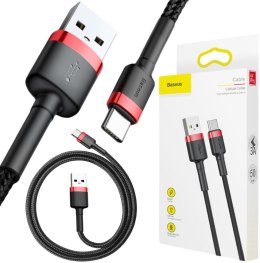 KABEL USB-A -> USB-C Baseus Cafule CATKLF-A91 50cm 3A QC 3.0 CZARNO-CZERWONY W OPLOCIE BASEUS